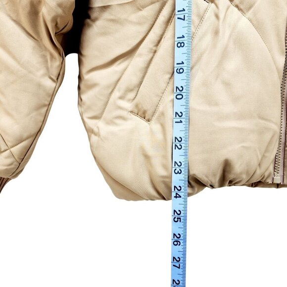 Merokeety Women Short Puffer Jacket Winter Cropped Coat Beige Size S - Picture 13 of 15